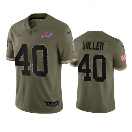 Tröjor Buffalo Bills Von Miller 40 Olive 2022 Salute To Service - Män Tröjor Buffalo Bills Von Miller 40 Olive 2022 Salute To Service - Män